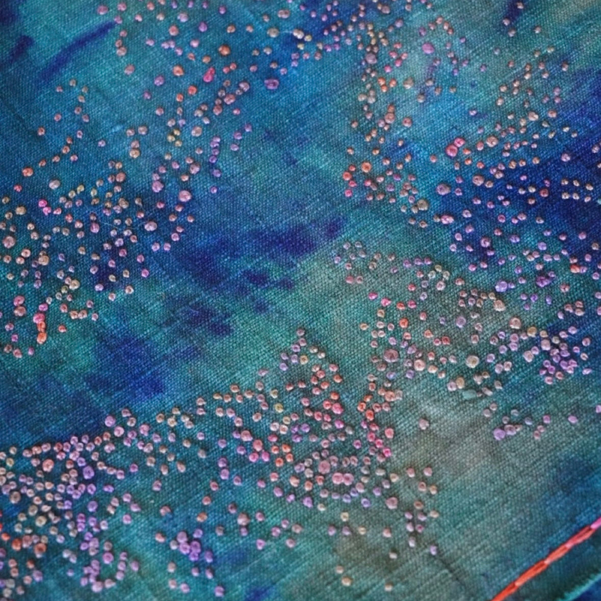 Handmade Sashiko Embroidered Tea Mat – One-of-a-Kind Vintage Fabric Tea Runner by Artisan