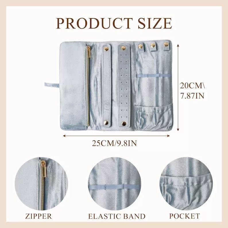 Velvet Jewelry Organizer Pouch  Large-Capacity Travel Jewelry Storage Bag