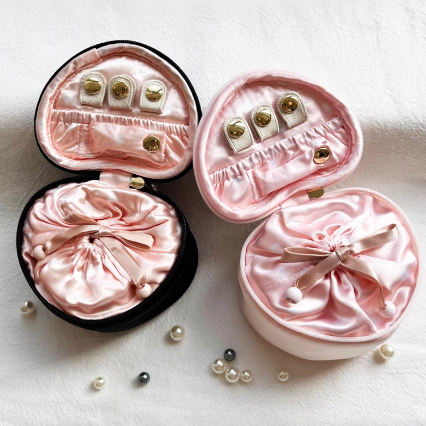 Sweet Honey Heart Jewelry Travel Case Fabric Jewelry Organizer