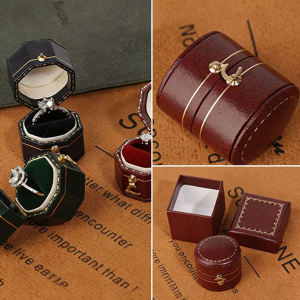 Vintage Mini Ring Box – Luxurious Retro Jewelry Case for Engagement & Wedding Rings