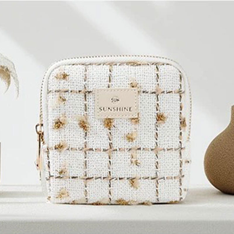 Tweed Travel Jewelry Organizer – Portable Zipper Case for Rings, Earrings & Necklaces