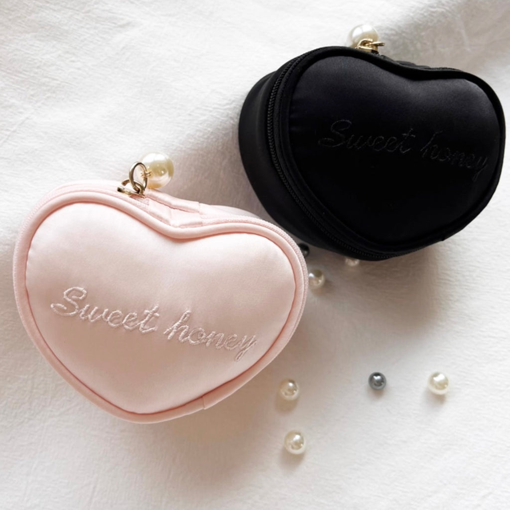 Sweet Honey Heart Jewelry Travel Case Fabric Jewelry Organizer