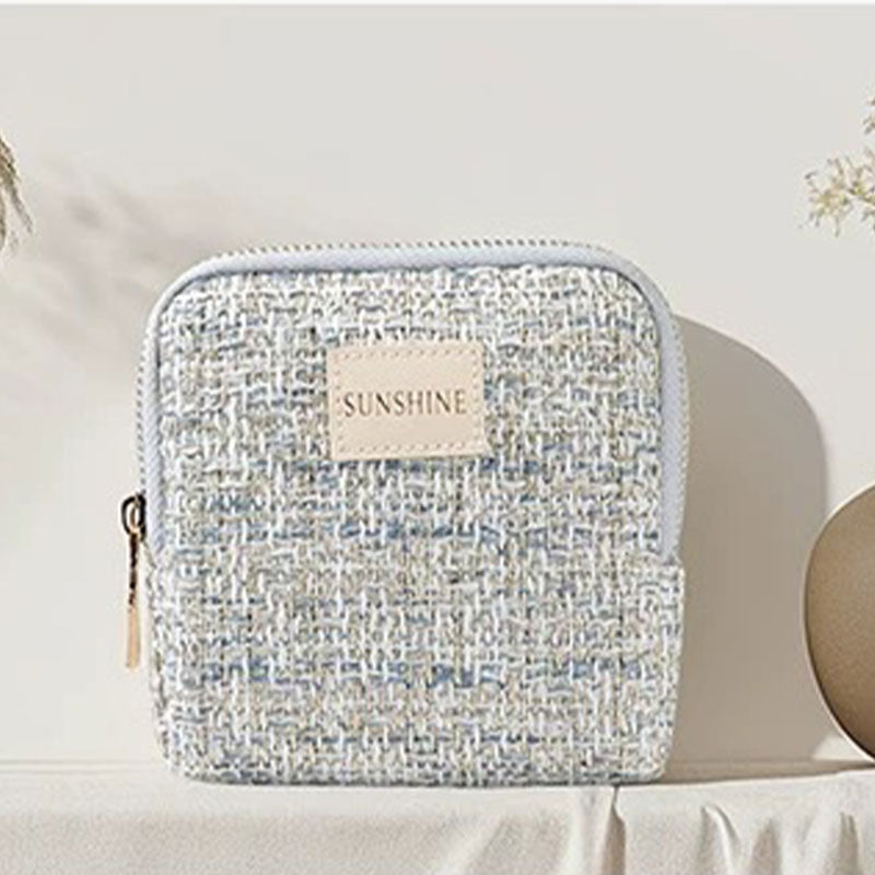 Tweed Travel Jewelry Organizer – Portable Zipper Case for Rings, Earrings & Necklaces