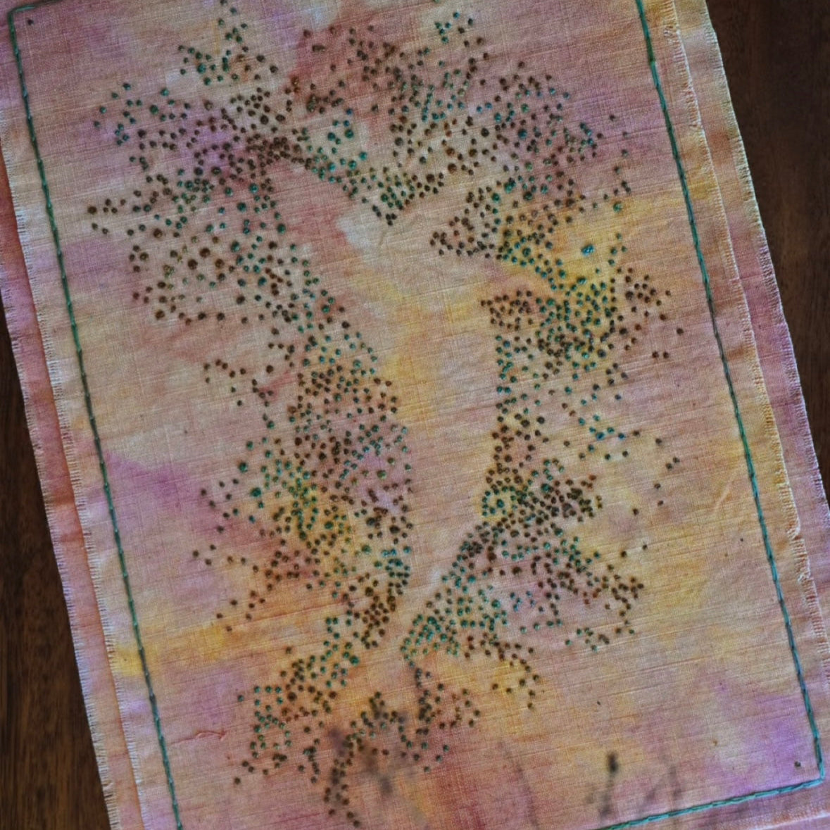 Handmade Sashiko Embroidered Tea Mat – One-of-a-Kind Vintage Fabric Tea Runner by Artisan