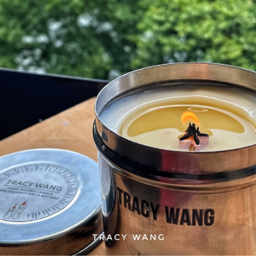 TRACY WANG Outdoor Citronella Soy Candle – 340ml Handmade Natural Scented Candle for Balcony, Patio & Camping