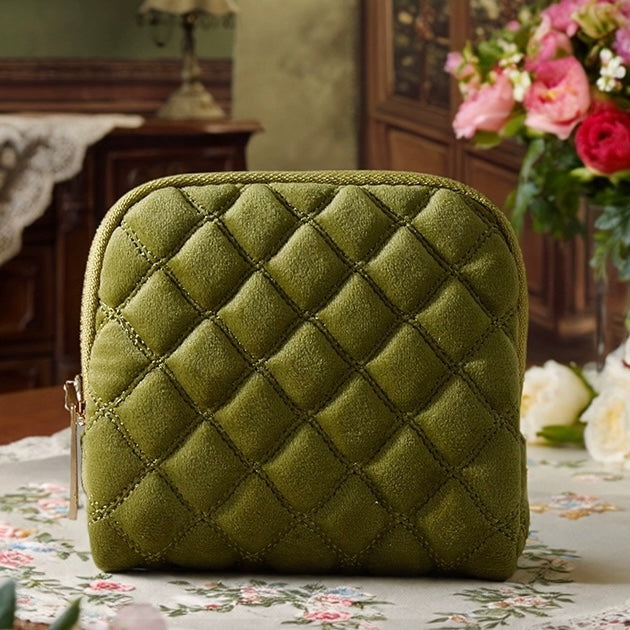 Velvet Quilted Travel Jewelry Organizer – Portable Zipper Case for Earrings, Rings & Necklaces