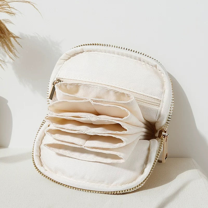 Tweed Travel Jewelry Organizer – Portable Zipper Case for Rings, Earrings & Necklaces