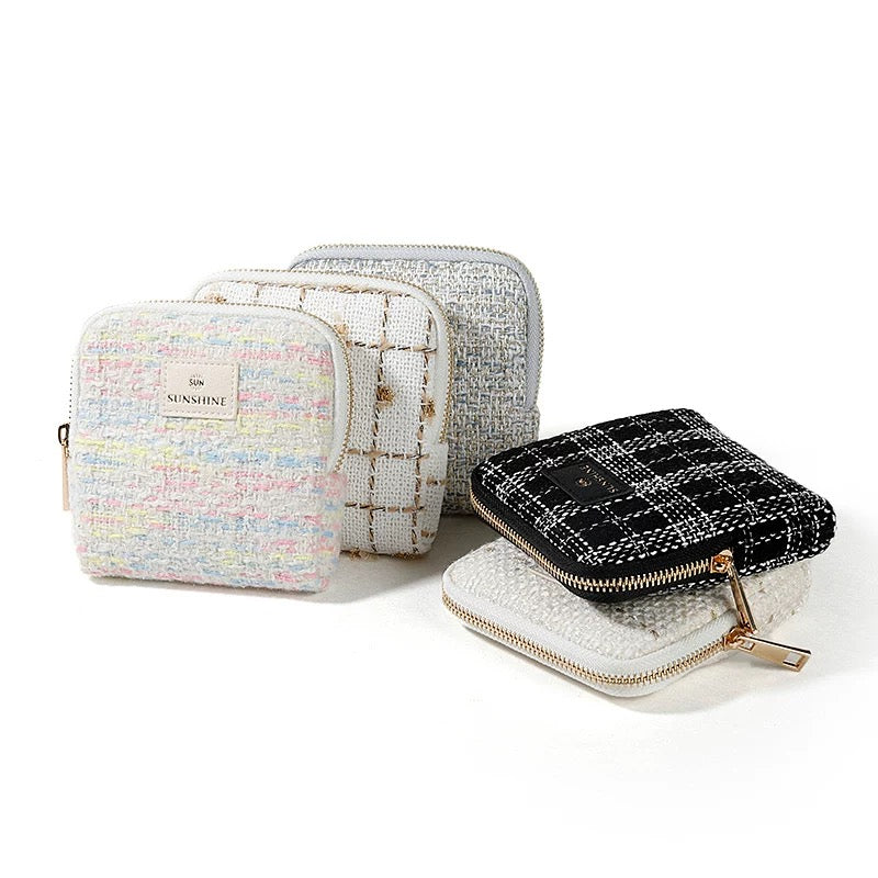 Tweed Travel Jewelry Organizer – Portable Zipper Case for Rings, Earrings & Necklaces