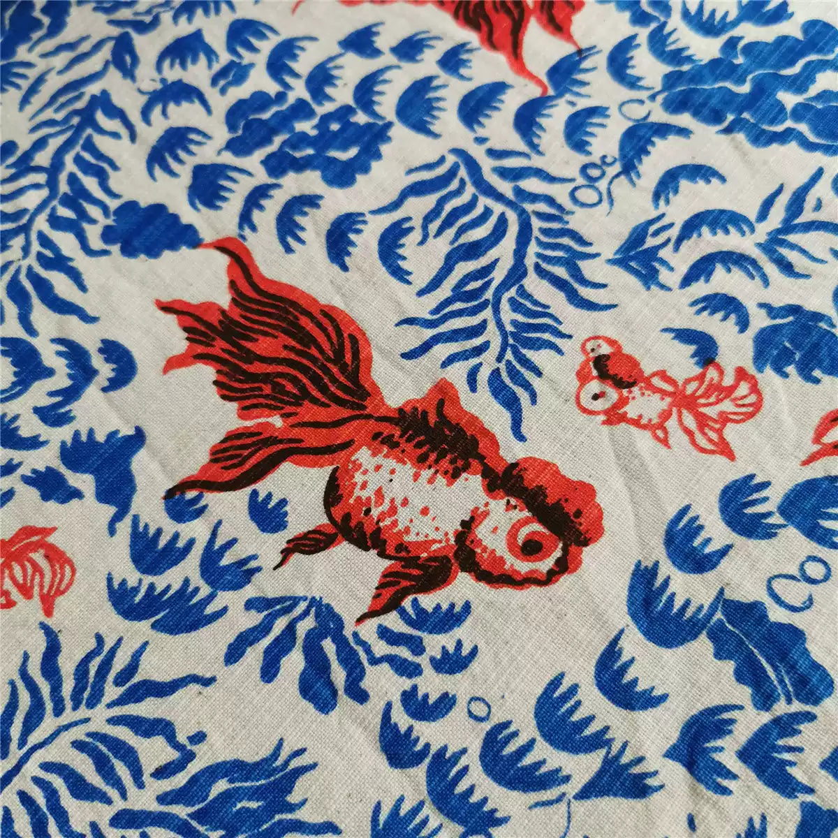 Artisan Handwoven Koi Cotton Cloth – Traditional Chinese Hand-Dyed Fabric for DIY, Sewing, Tea Textiles & Clothing