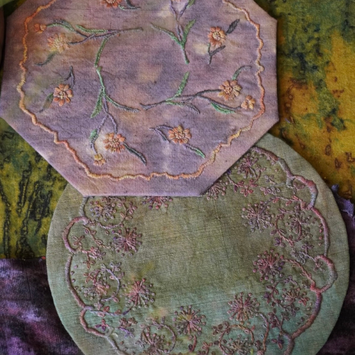 Hand-Embroidered Tea Mat – One-of-a-Kind Vintage Cotton Totem Coaster by Artisan