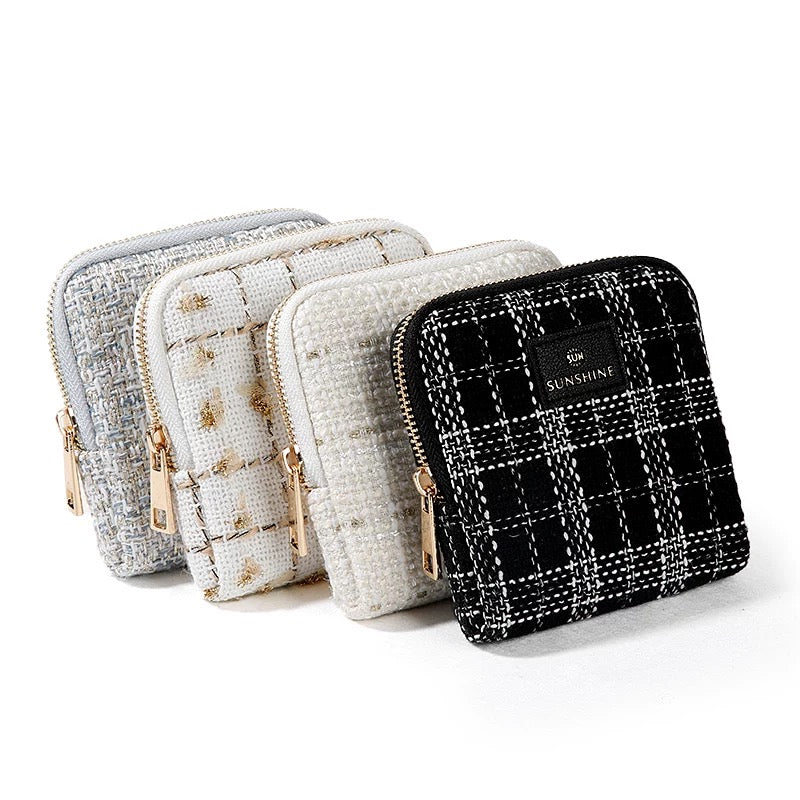 Tweed Travel Jewelry Organizer – Portable Zipper Case for Rings, Earrings & Necklaces