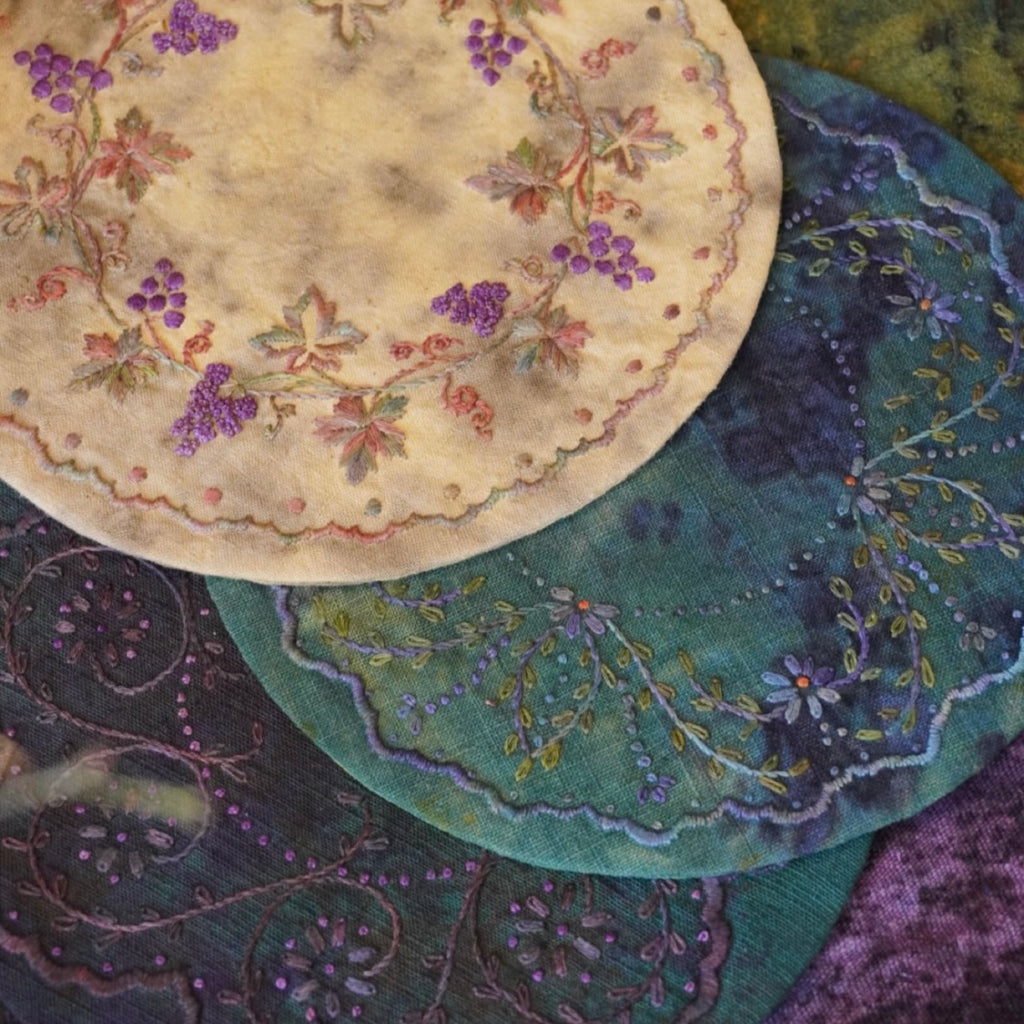 Hand-Embroidered Tea Mat – One-of-a-Kind Vintage Cotton Totem Coaster by Artisan
