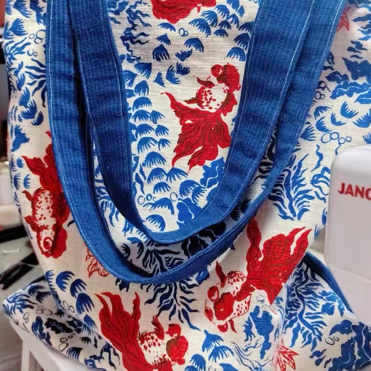 Artisan Handwoven Koi Cotton Cloth – Traditional Chinese Hand-Dyed Fabric for DIY, Sewing, Tea Textiles & Clothing