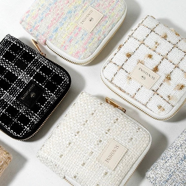 Tweed Travel Jewelry Organizer – Portable Zipper Case for Rings, Earrings & Necklaces