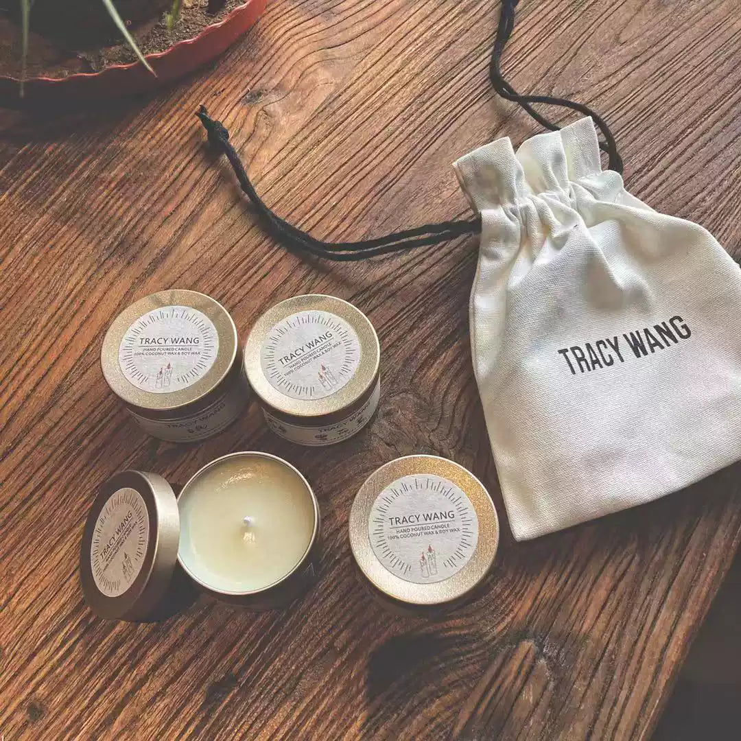 TRACY WANG Travel Scented Candle Set – Natural Soy & Coconut Wax Mini Candle Gift for Relaxation and Sleep