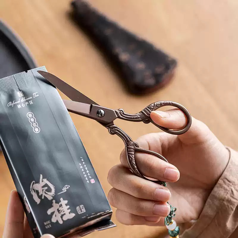 Vintage Titanium Tea Scissors Handcrafted Chinese Tea Accessory Zen-Inspired Tea Tool for Serenity & Craftsmanship