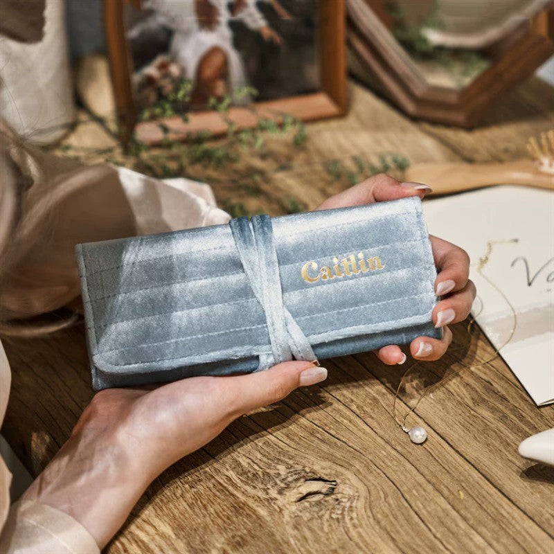 Velvet Jewelry Organizer Pouch  Large-Capacity Travel Jewelry Storage Bag