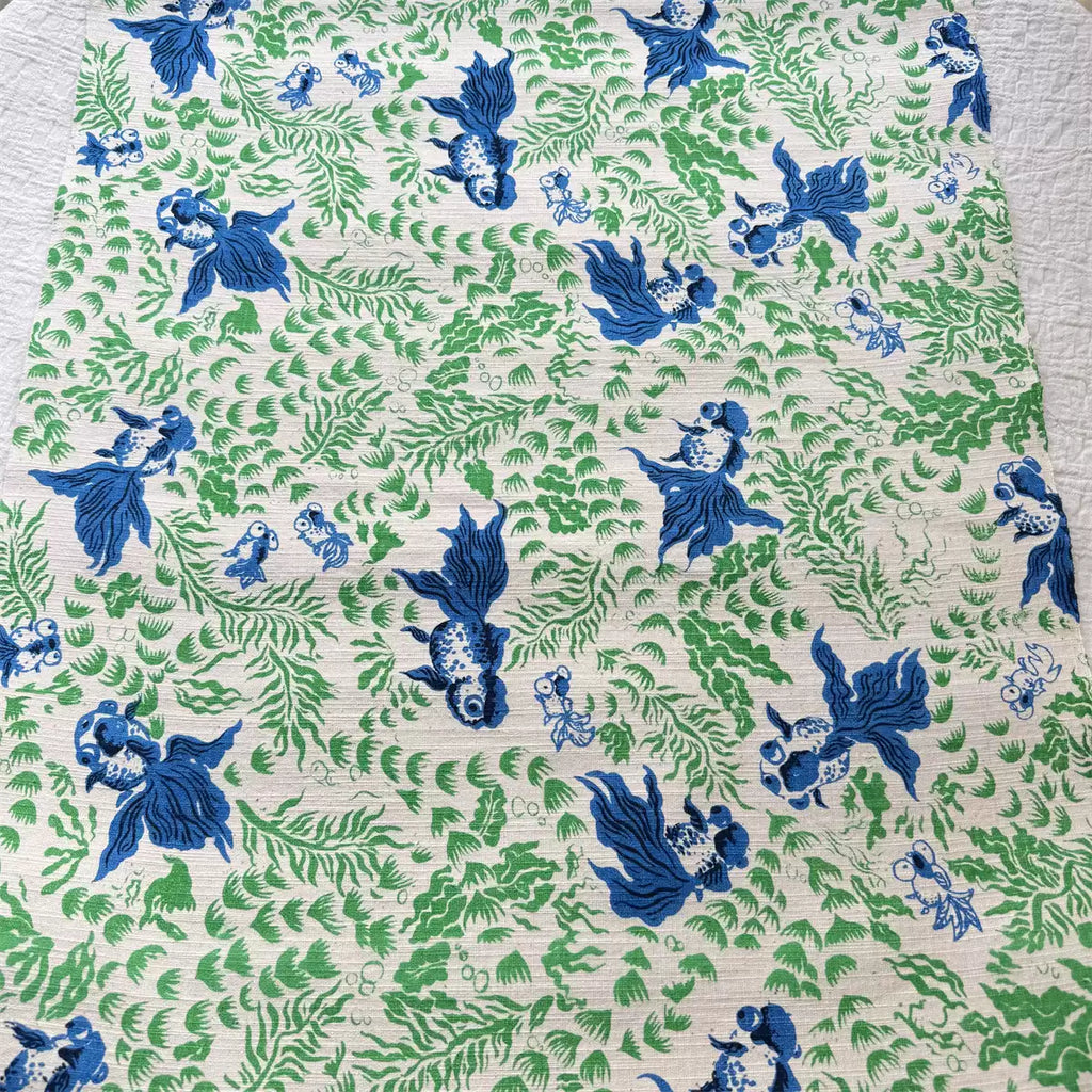 Artisan Handwoven Koi Cotton Cloth – Traditional Chinese Hand-Dyed Fabric for DIY, Sewing, Tea Textiles & Clothing