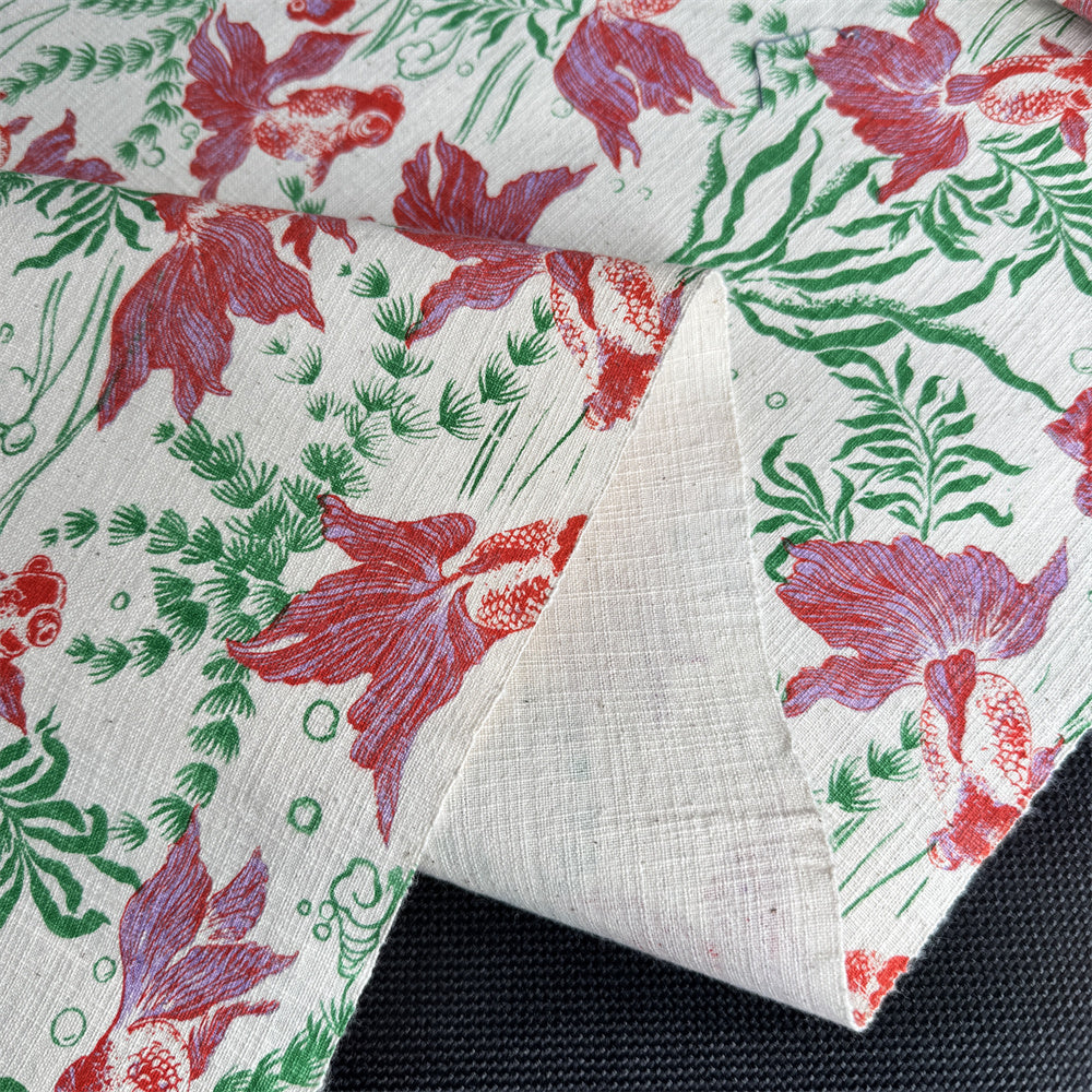 Artisan Handwoven Koi Cotton Cloth – Traditional Chinese Hand-Dyed Fabric for DIY, Sewing, Tea Textiles & Clothing