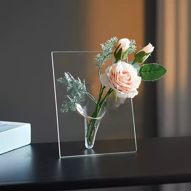 Nordic Creative Glass Frame Vase – Handmade Transparent Flower Holder