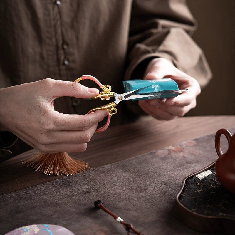 Vintage Titanium Tea Scissors Handcrafted Chinese Tea Accessory Zen-Inspired Tea Tool for Serenity & Craftsmanship