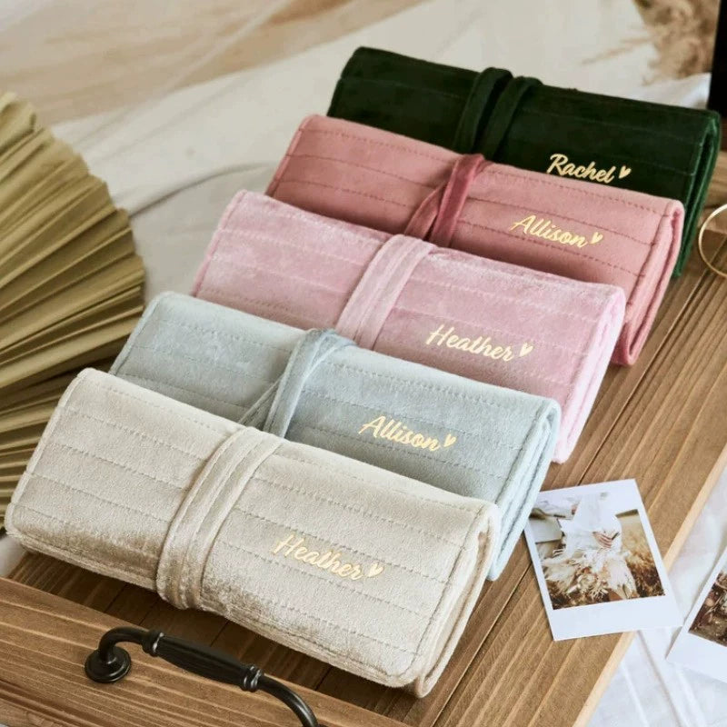 Velvet Jewelry Organizer Pouch  Large-Capacity Travel Jewelry Storage Bag