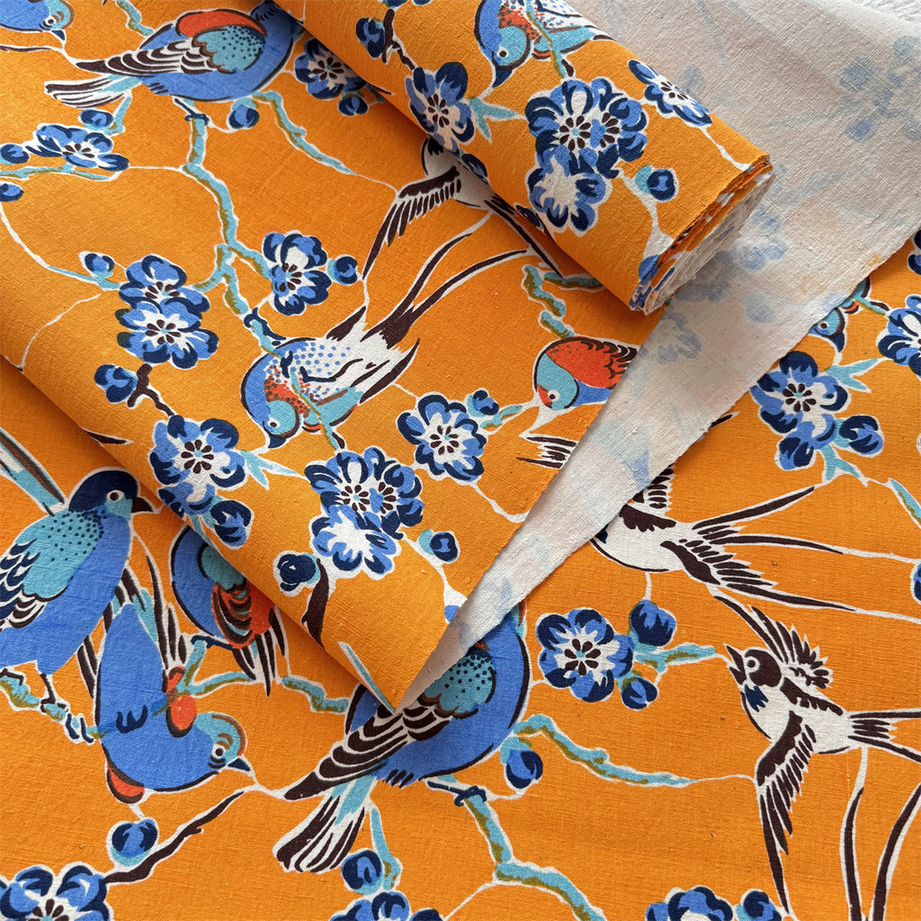 Handwoven Magpie Print Cotton Cloth – Traditional Chongming Loom Fabric for Sewing & DIY