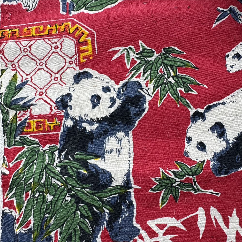 Handwoven Panda Print Cotton Cloth – Traditional Chongming Loom Fabric for Sewing, Patchwork & DIY Crafts