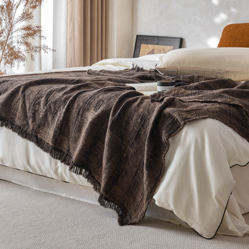 Boho Geometric Cotton Throw Blanket – Nordic Style with Tassels for Bed, Sofa & Office Nap