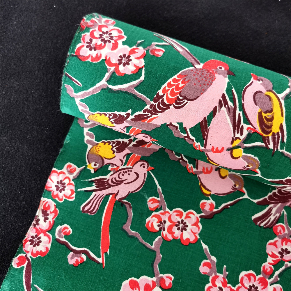 Handwoven Magpie Print Cotton Cloth – Traditional Chongming Loom Fabric for Sewing & DIY