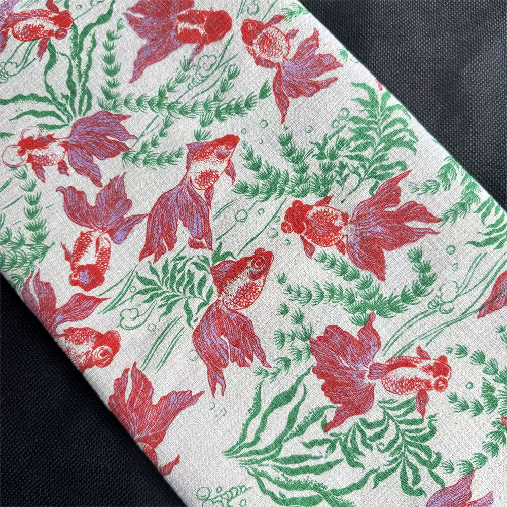 Artisan Handwoven Koi Cotton Cloth – Traditional Chinese Hand-Dyed Fabric for DIY, Sewing, Tea Textiles & Clothing