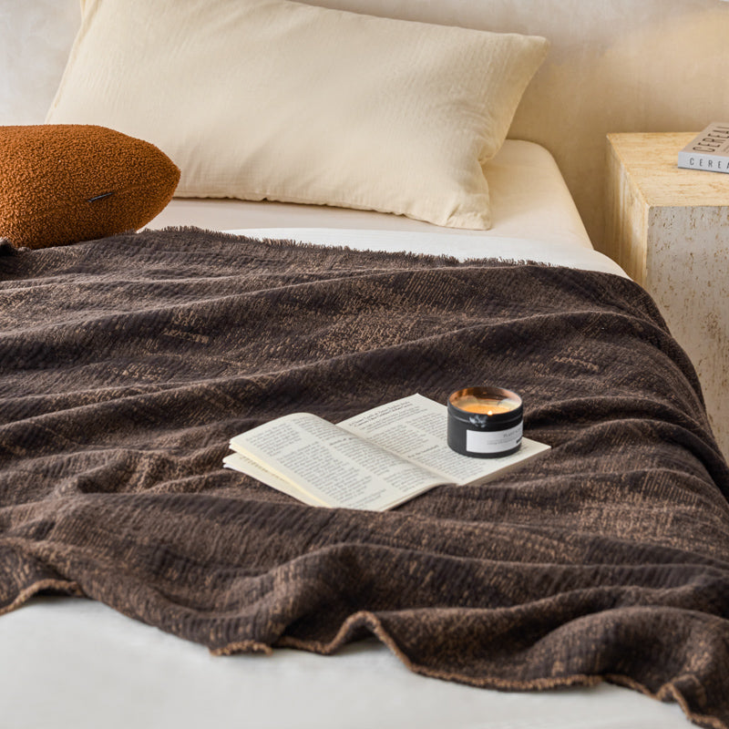 Boho Geometric Cotton Throw Blanket – Nordic Style with Tassels for Bed, Sofa & Office Nap