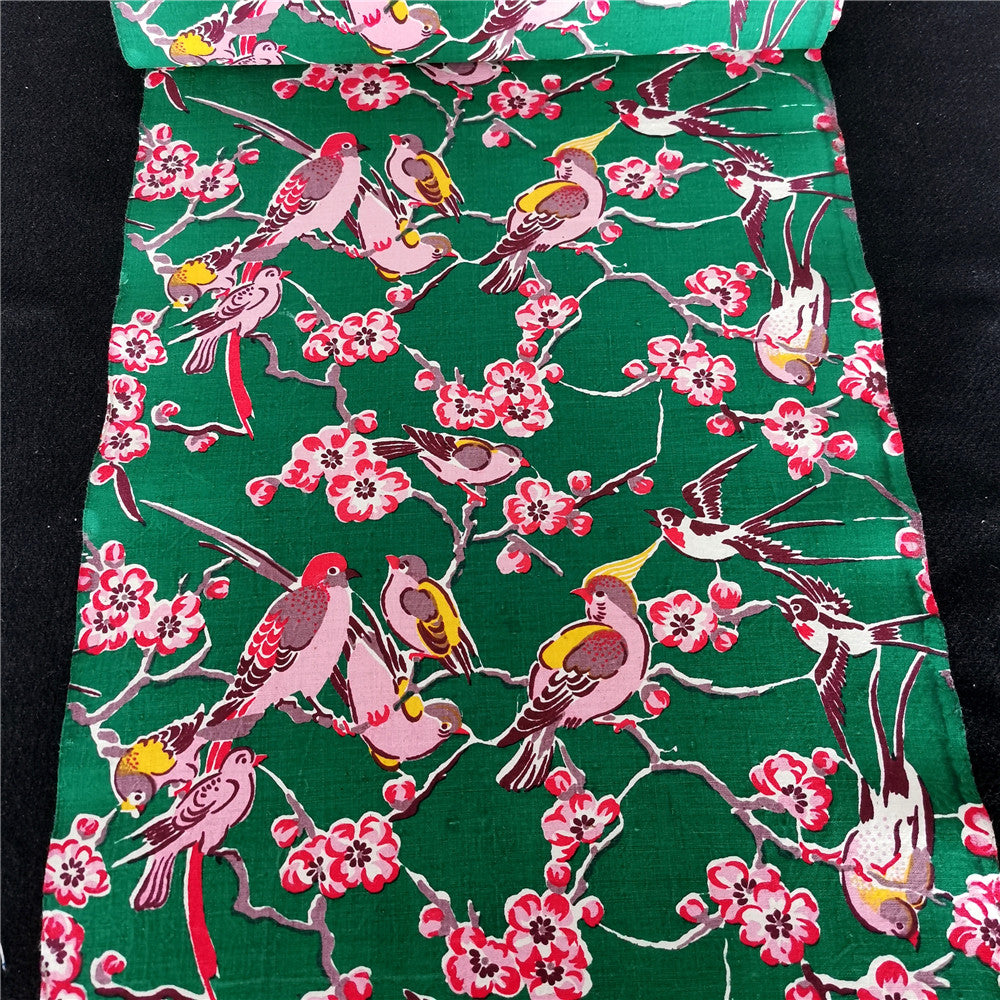 Handwoven Magpie Print Cotton Cloth – Traditional Chongming Loom Fabric for Sewing & DIY