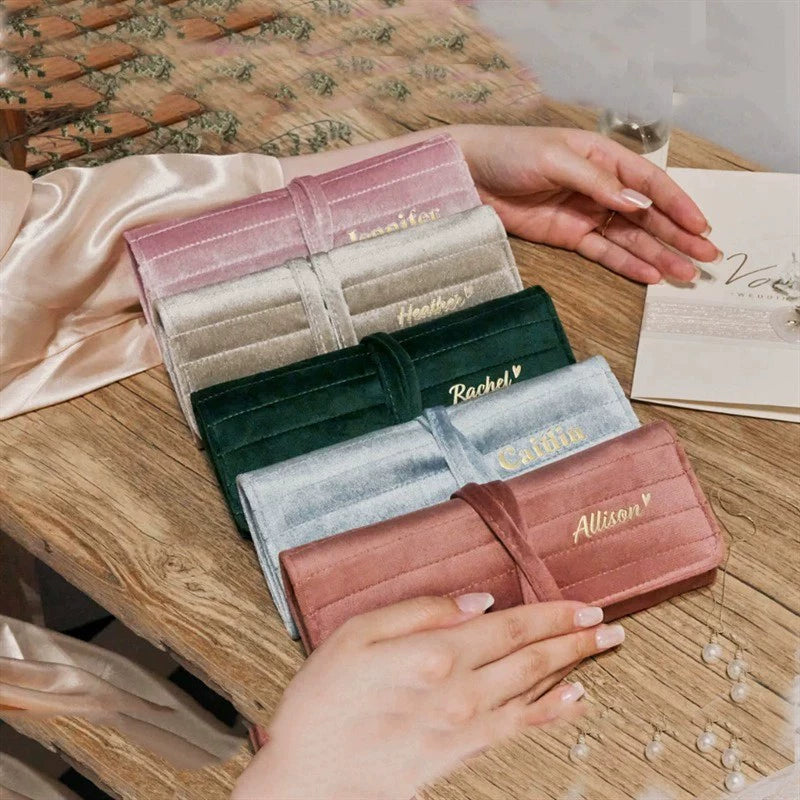 Velvet Jewelry Organizer Pouch  Large-Capacity Travel Jewelry Storage Bag