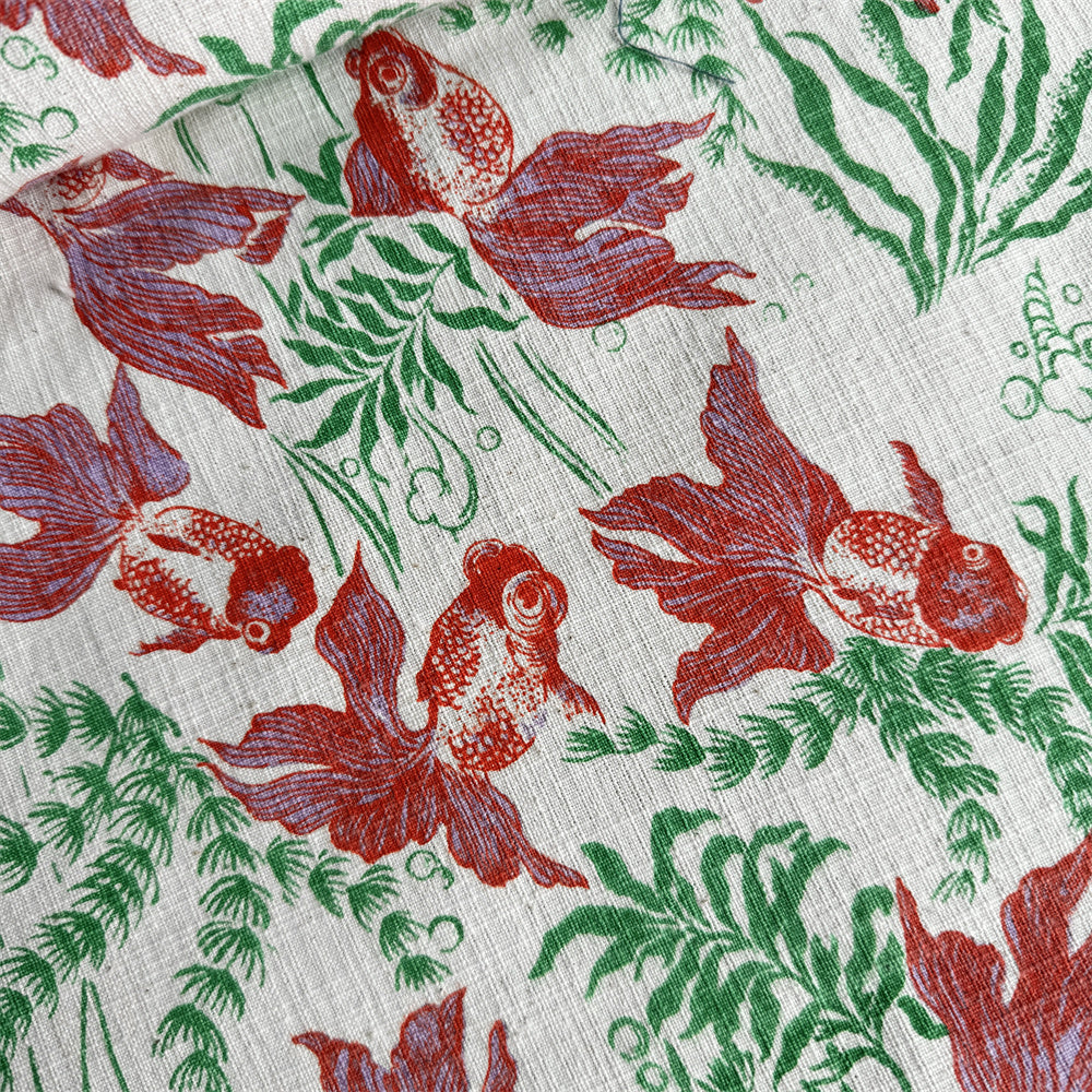 Artisan Handwoven Koi Cotton Cloth – Traditional Chinese Hand-Dyed Fabric for DIY, Sewing, Tea Textiles & Clothing