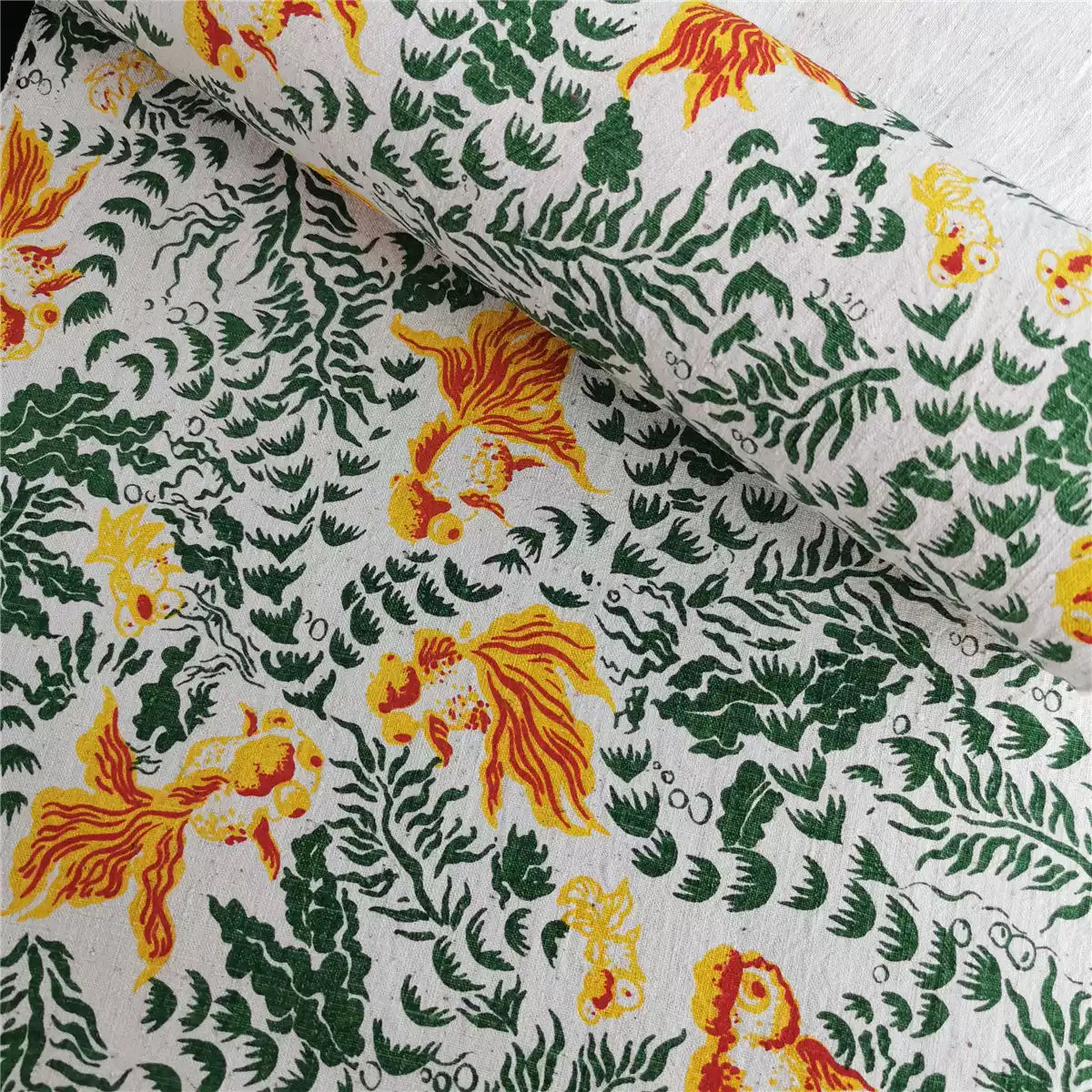 Artisan Handwoven Koi Cotton Cloth – Traditional Chinese Hand-Dyed Fabric for DIY, Sewing, Tea Textiles & Clothing