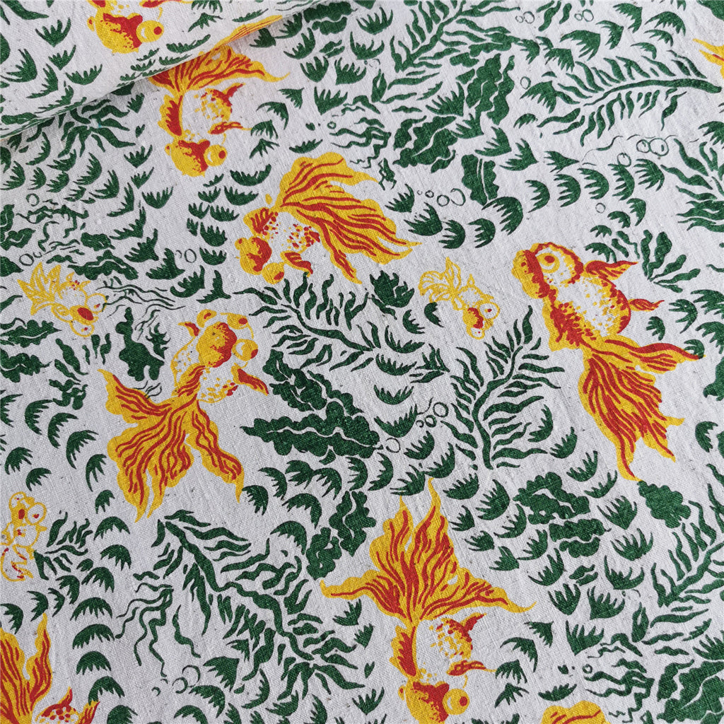 Artisan Handwoven Koi Cotton Cloth – Traditional Chinese Hand-Dyed Fabric for DIY, Sewing, Tea Textiles & Clothing