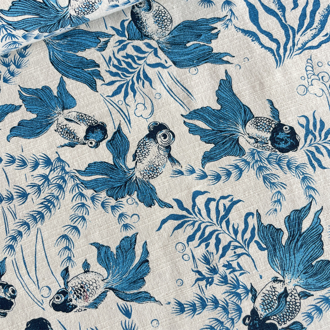 Artisan Handwoven Koi Cotton Cloth – Traditional Chinese Hand-Dyed Fabric for DIY, Sewing, Tea Textiles & Clothing