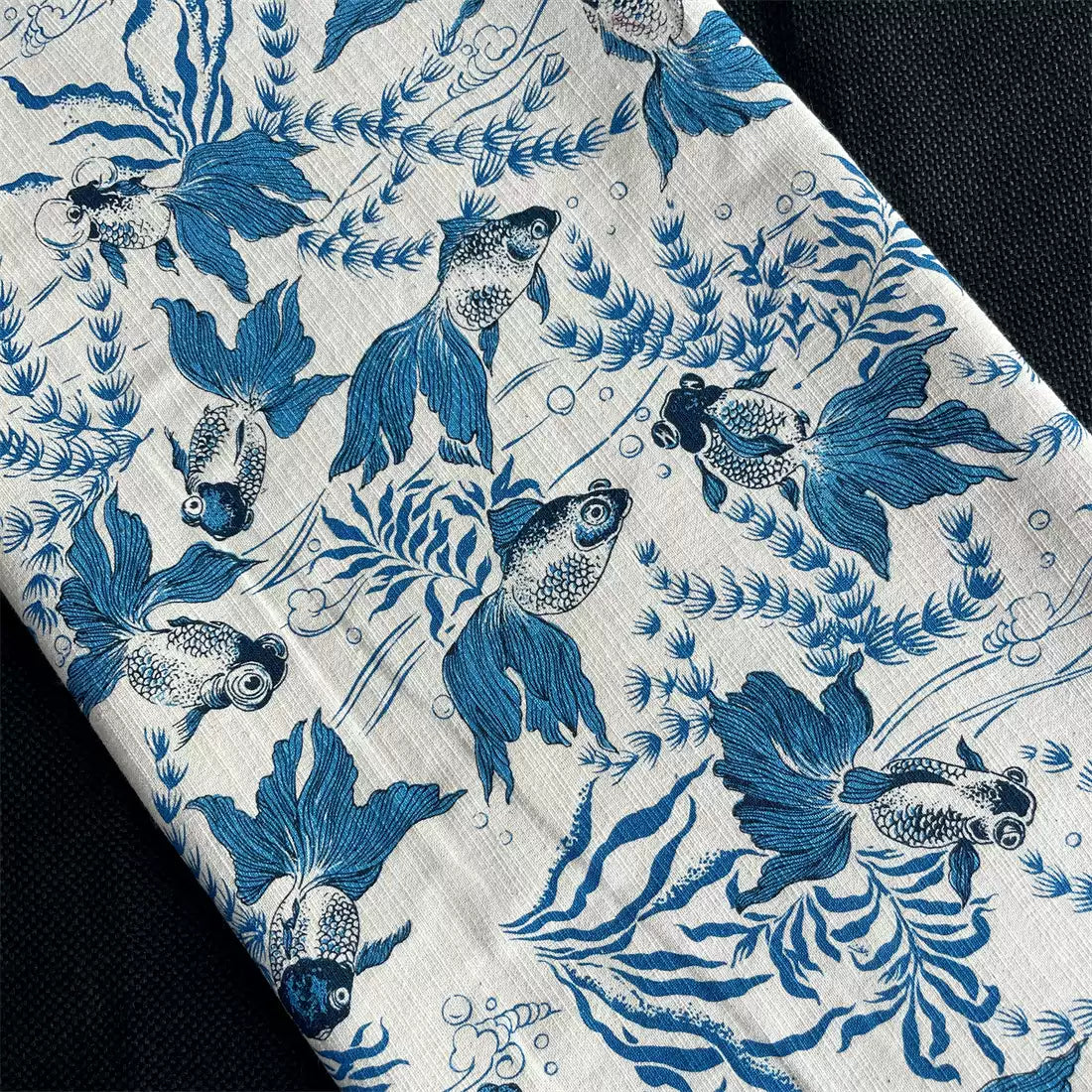 Artisan Handwoven Koi Cotton Cloth – Traditional Chinese Hand-Dyed Fabric for DIY, Sewing, Tea Textiles & Clothing