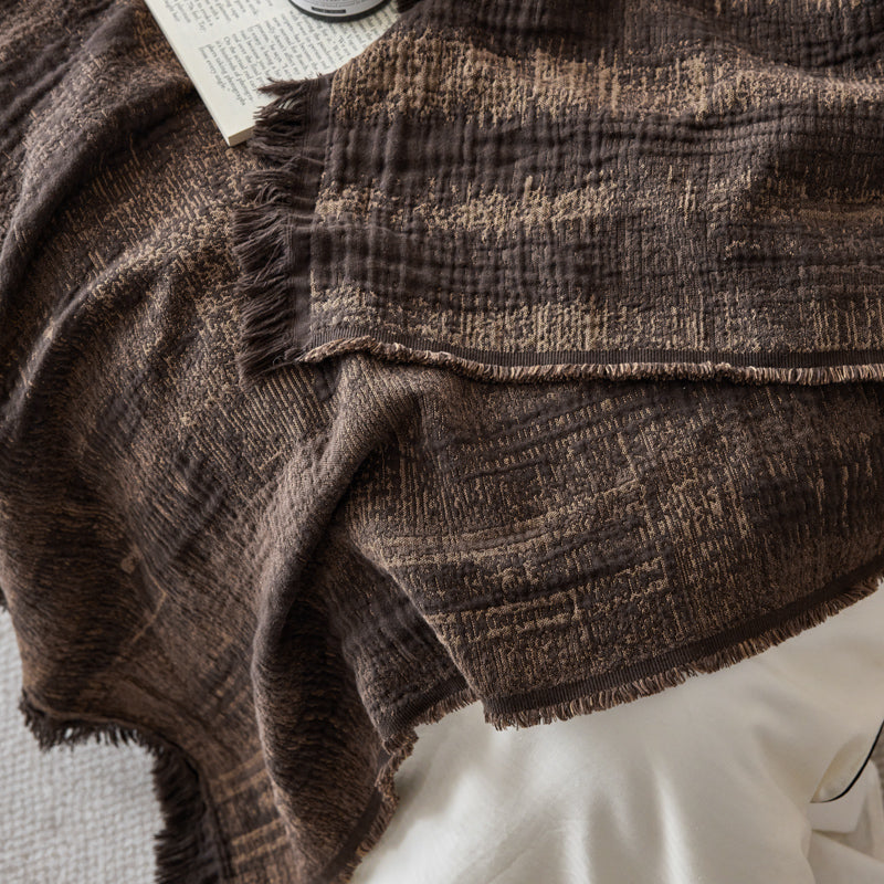 Boho Geometric Cotton Throw Blanket – Nordic Style with Tassels for Bed, Sofa & Office Nap