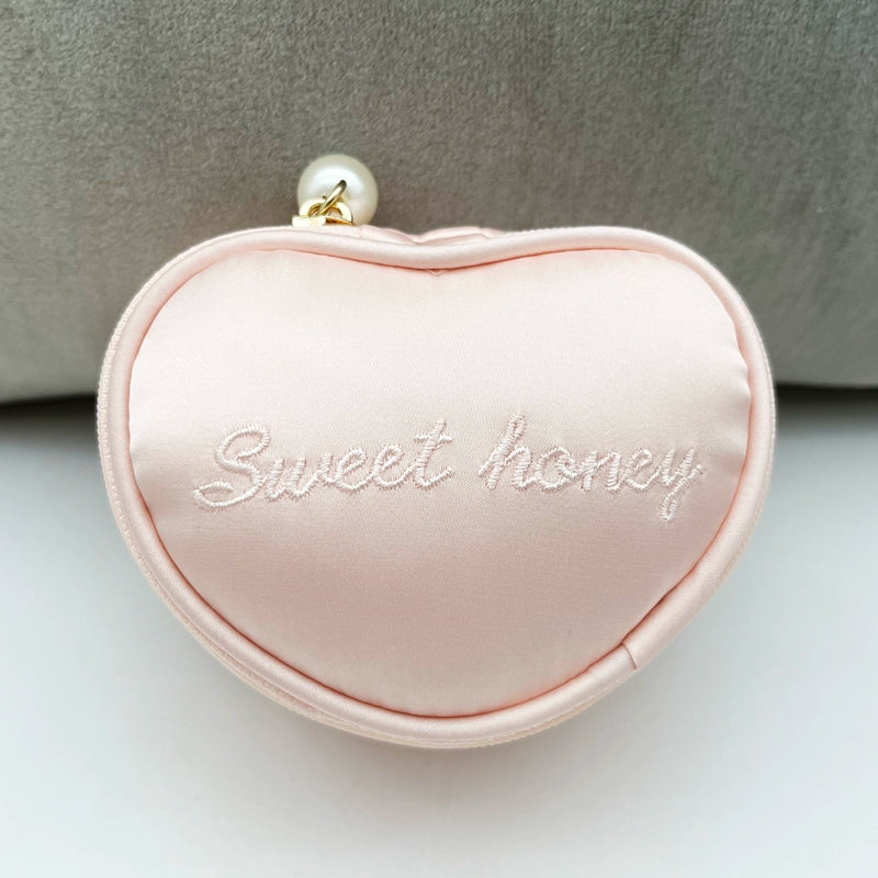 Sweet Honey Heart Jewelry Travel Case Fabric Jewelry Organizer