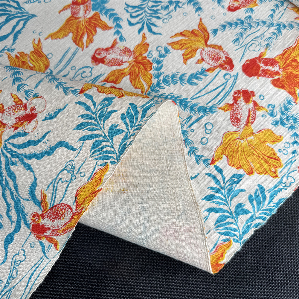 Artisan Handwoven Koi Cotton Cloth – Traditional Chinese Hand-Dyed Fabric for DIY, Sewing, Tea Textiles & Clothing