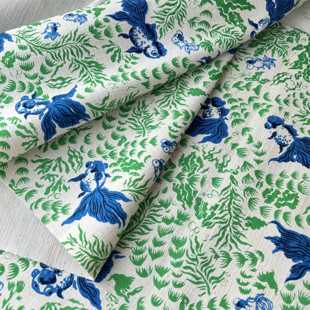 Artisan Handwoven Koi Cotton Cloth – Traditional Chinese Hand-Dyed Fabric for DIY, Sewing, Tea Textiles & Clothing