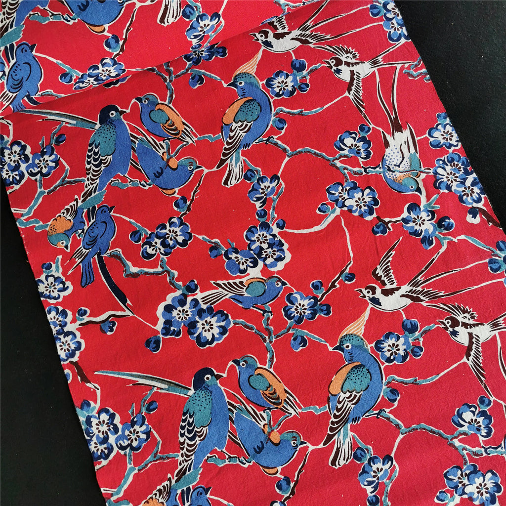 Handwoven Magpie Print Cotton Cloth – Traditional Chongming Loom Fabric for Sewing & DIY