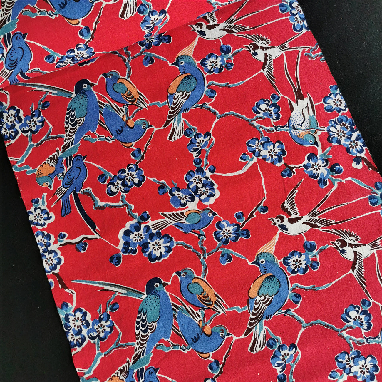 Handwoven Magpie Print Cotton Cloth – Traditional Chongming Loom Fabric for Sewing & DIY