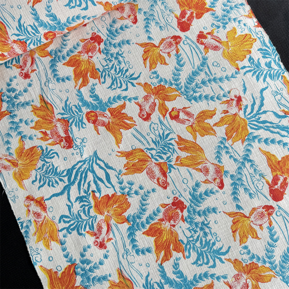 Artisan Handwoven Koi Cotton Cloth – Traditional Chinese Hand-Dyed Fabric for DIY, Sewing, Tea Textiles & Clothing