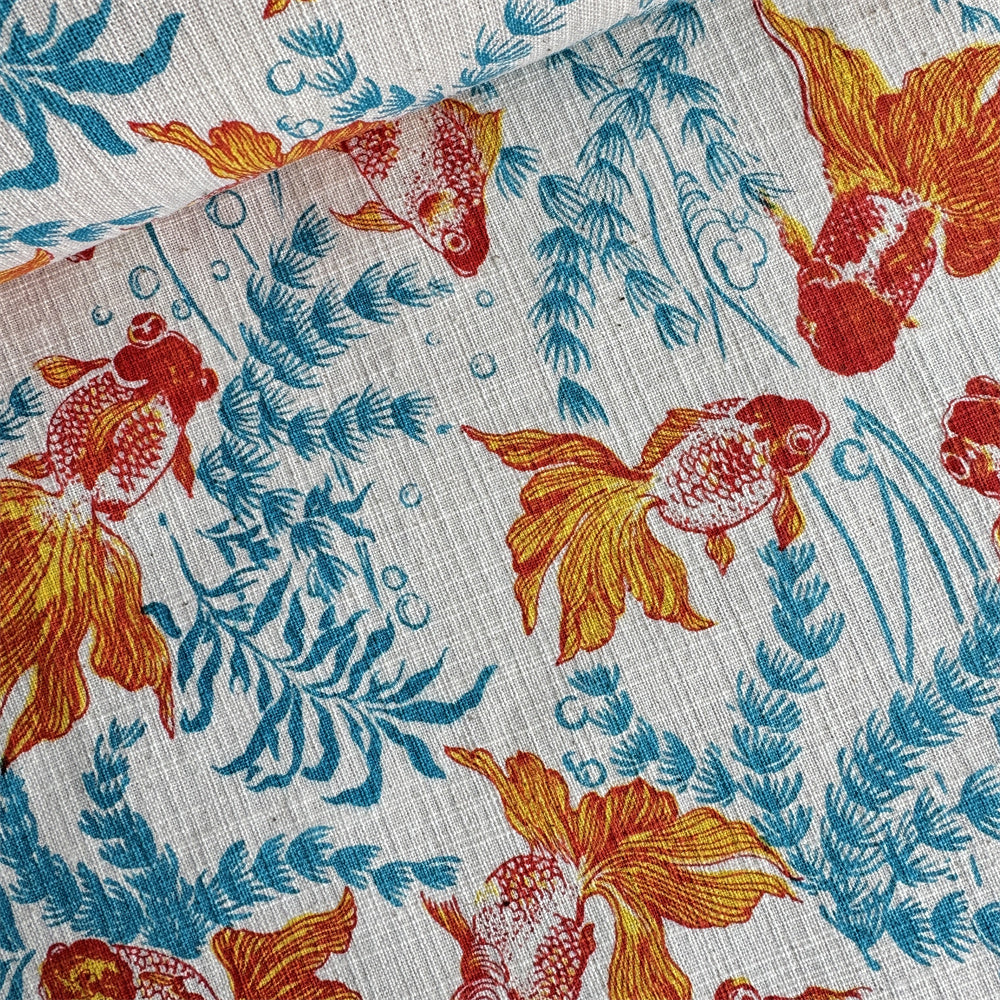 Artisan Handwoven Koi Cotton Cloth – Traditional Chinese Hand-Dyed Fabric for DIY, Sewing, Tea Textiles & Clothing