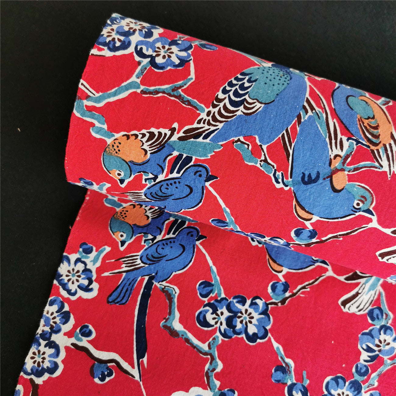 Handwoven Magpie Print Cotton Cloth – Traditional Chongming Loom Fabric for Sewing & DIY