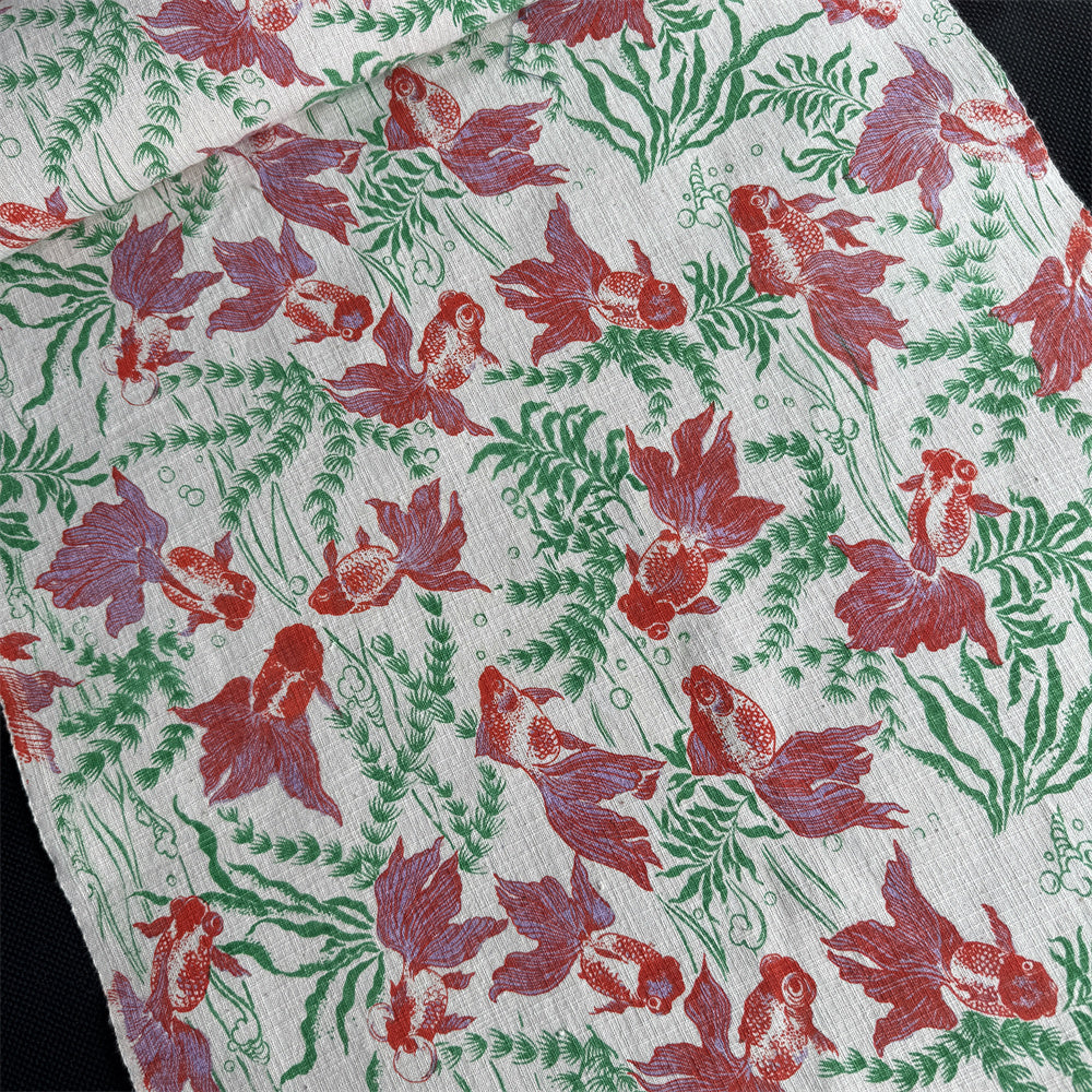 Artisan Handwoven Koi Cotton Cloth – Traditional Chinese Hand-Dyed Fabric for DIY, Sewing, Tea Textiles & Clothing