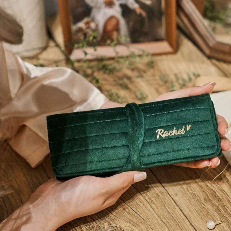 Velvet Jewelry Organizer Pouch  Large-Capacity Travel Jewelry Storage Bag